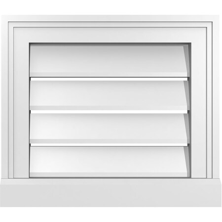 Vertical Surface Mount PVC Gable Vent: Functional, W/ 2W X 2P Brickmould Sill Frame, 16W X 14H